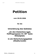 Petition: Umwidmung in ein Naherholungsgebiet (Stadturwald)