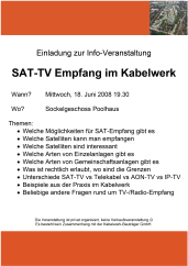 Information: Veranstaltung SAT-TV Empfang im Kabelwerk am 18.6.2008