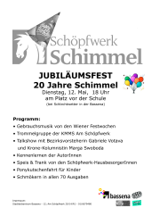 Flyer: Jubilumsfest 20 Jahre Schpfwerk Schimmel