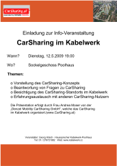 Flyer: Infotreff CarSharing im Kabelwerk