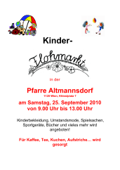 Flyer: Kinderflohmarkt Pfarre Altmannsdorf